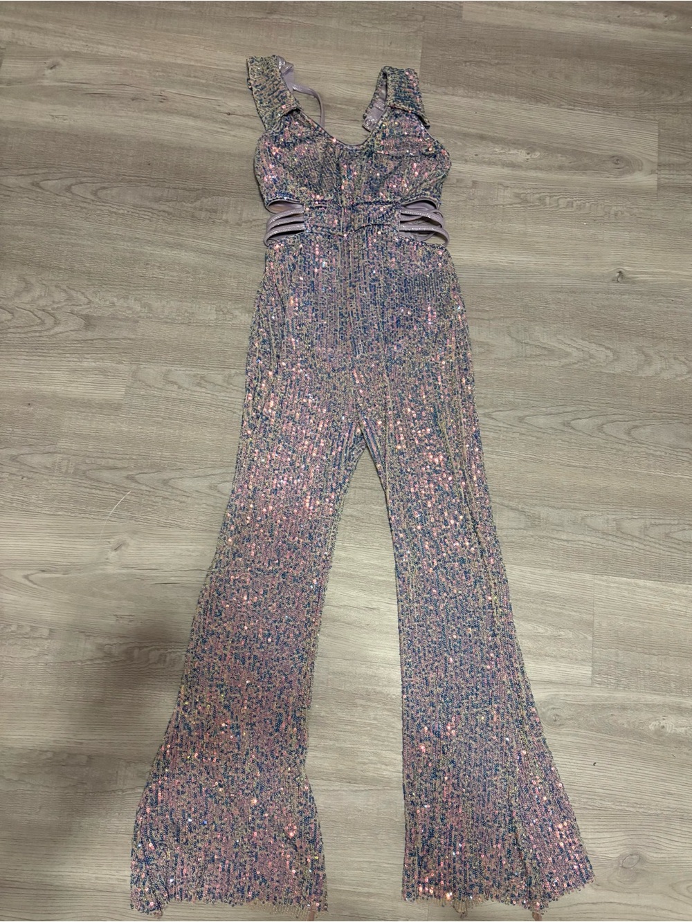 Sparkle Lilac Sequin Jumpsuit with Cutout Waist
